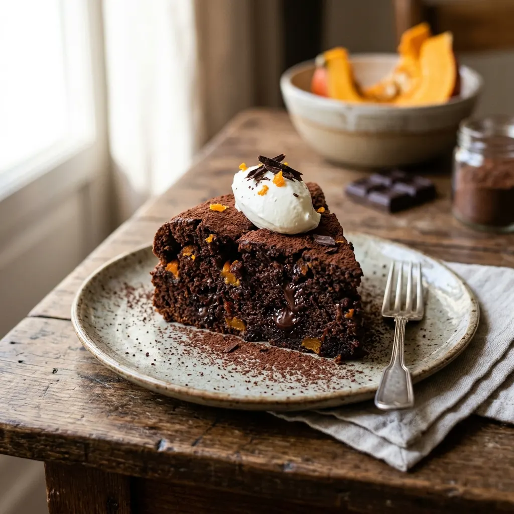 Gâteau moelleux au potimarron et au chocolat noir